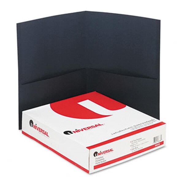 Salurinn Supplies Universal Two-Pocket Portfolio Embossed Leather Grain Paper Dark Blue SA3355675 - main